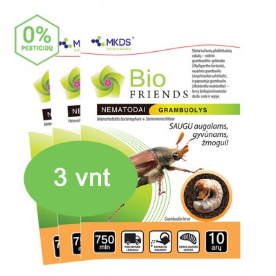 Nematodai PRO GRAMBUOLIŲ LERVOMS (H. bacteriophora, S. feltiae) MAXI pak. (3 x 750mln)